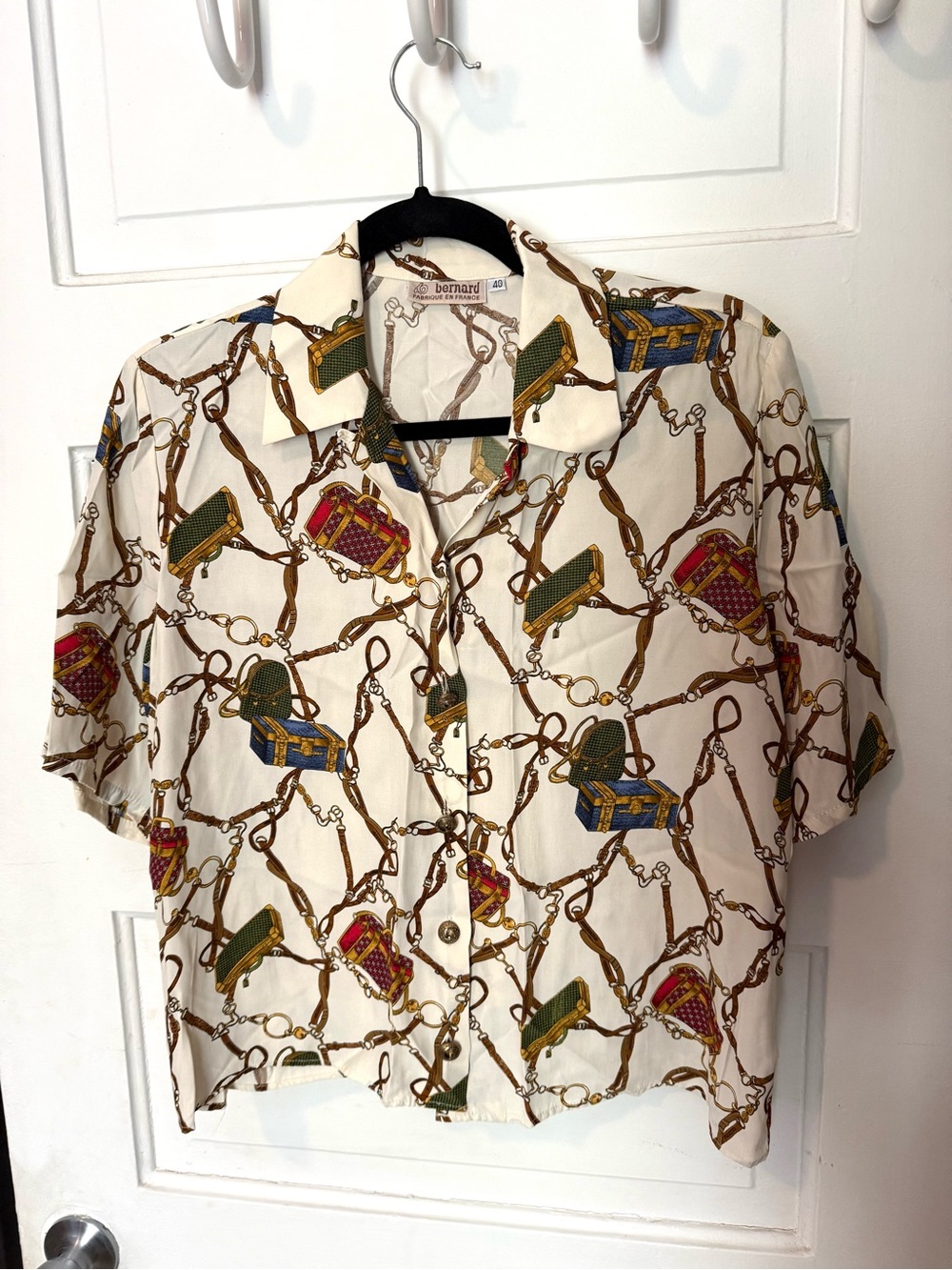 Vintage Bernard Button Up Blouse, French European Blouse